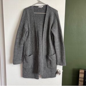 Madewell gray backstage long ribbed soft alpaca wool blend cardigan sweater